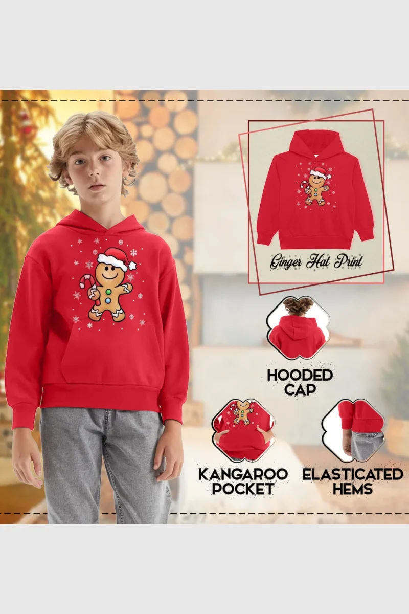 Kids Xmas Ginger Hat Hoodie