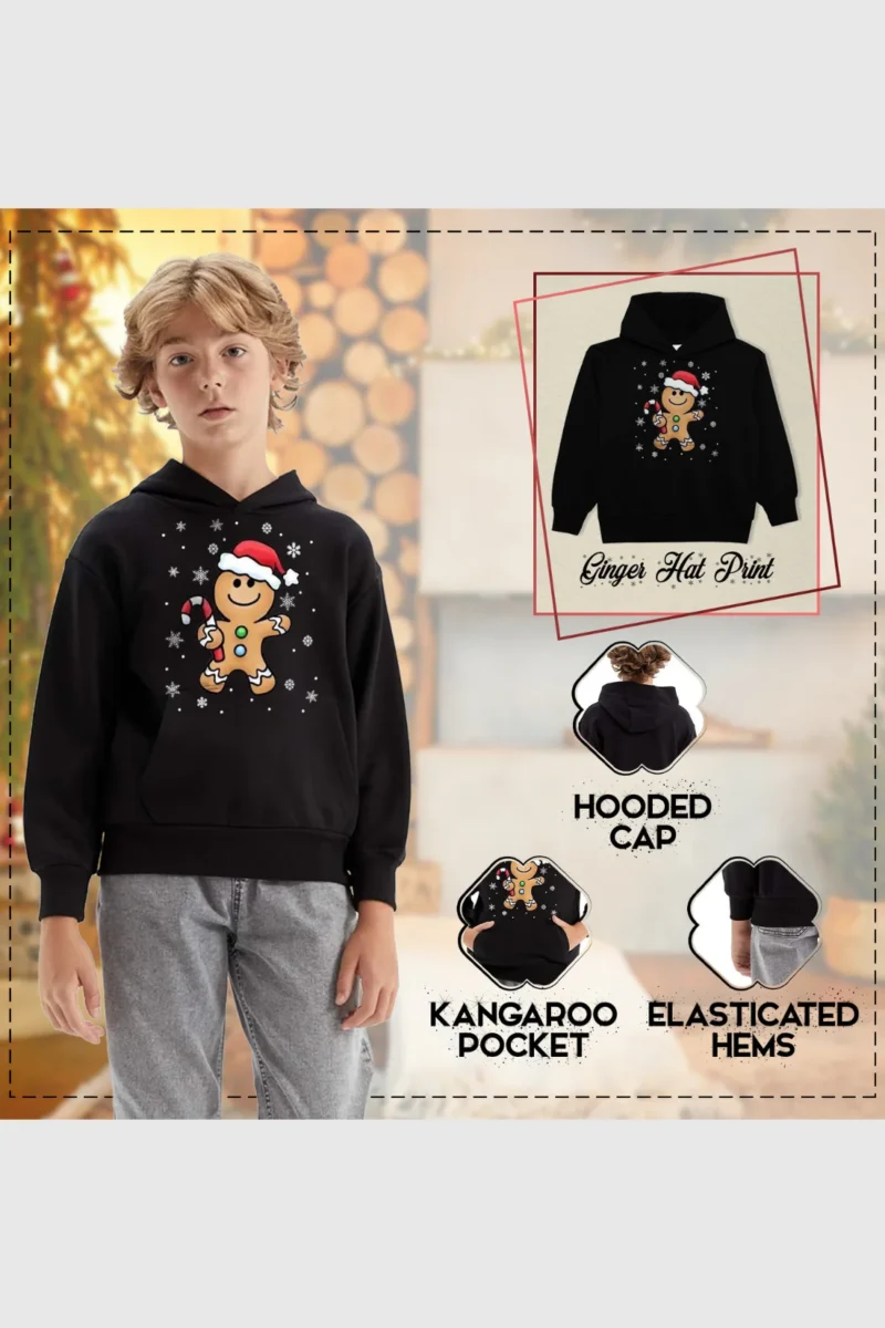 Kids Xmas Ginger Hat Hoodie