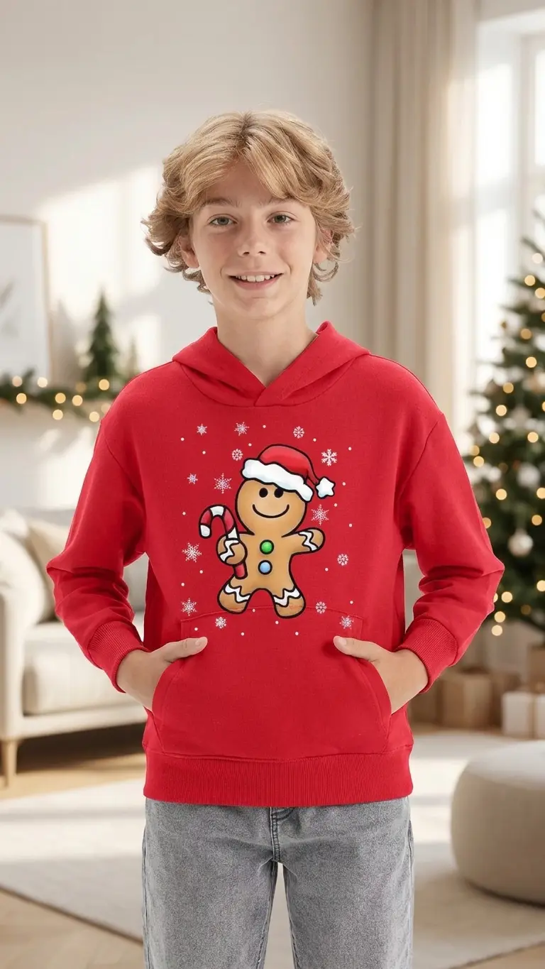 Kids Xmas Ginger Hat Hoodie