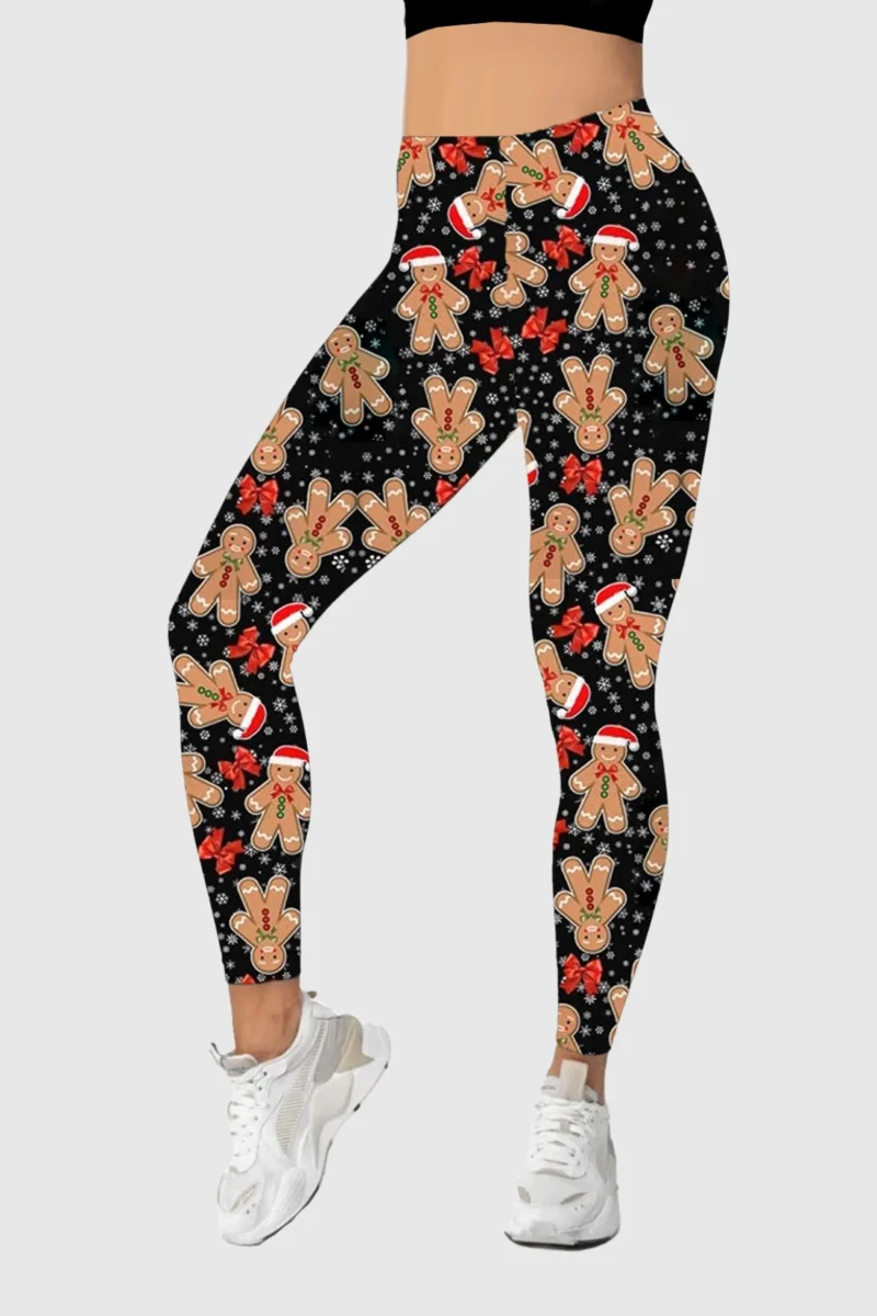 Gingerbread Bow Snowflake Leggings