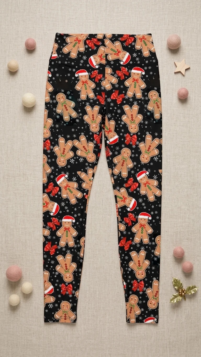 Gingerbread Bow Snowflake Leggings