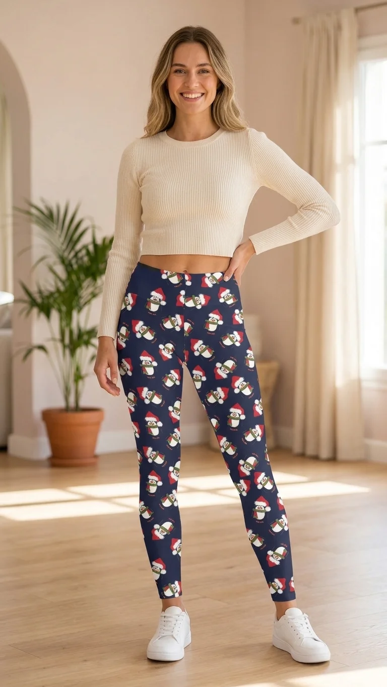 Hat Penguin Christmas Leggings