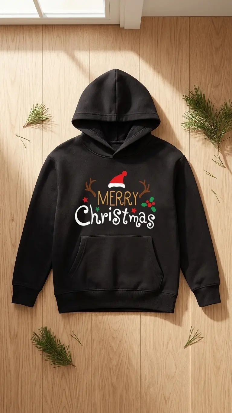 Kids Merry Xmas Holly Hoodie