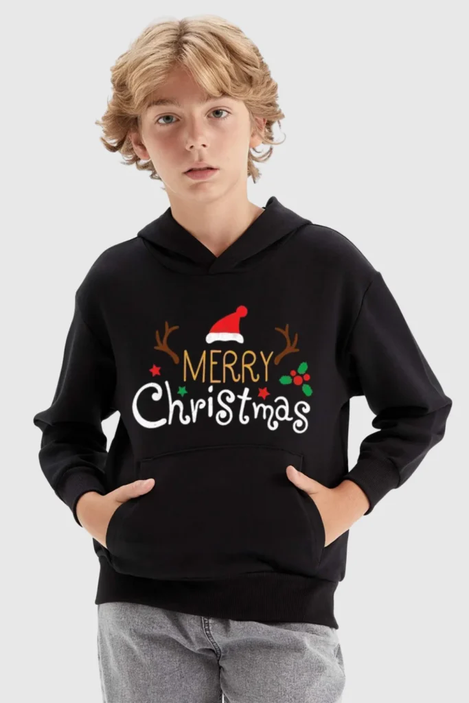 Kids Merry Xmas Holly Hoodie