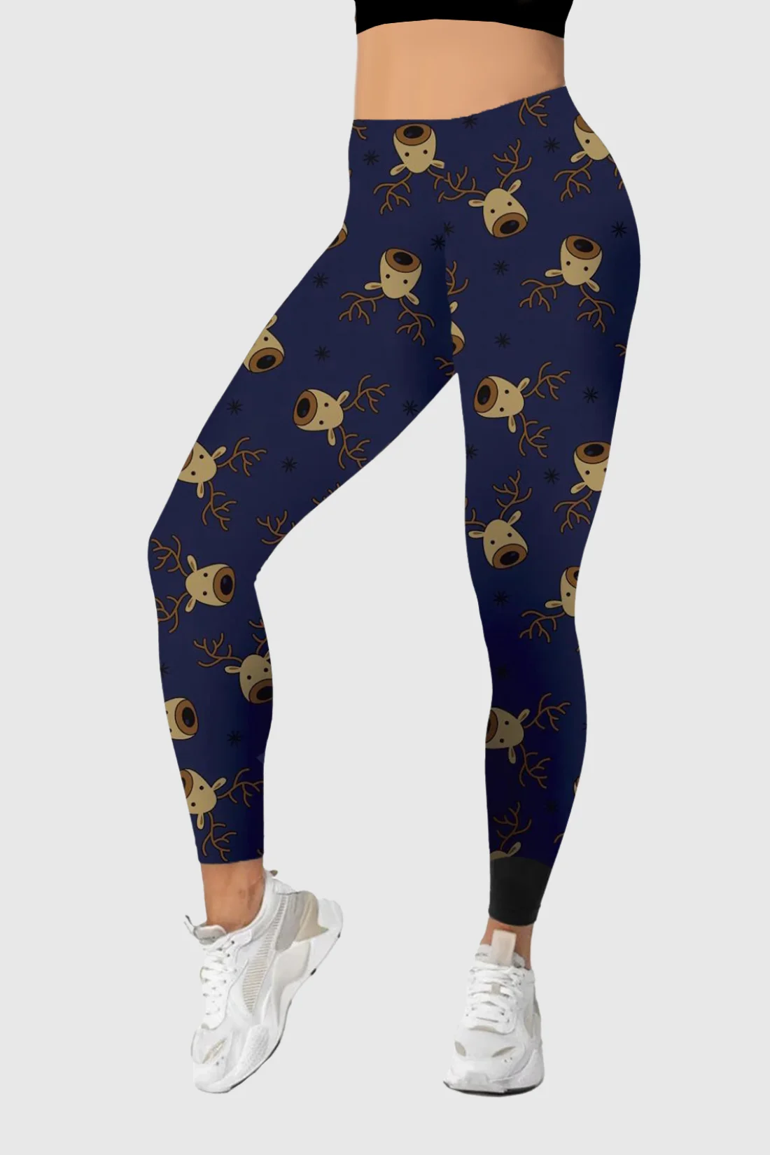 Reindeer Head Christmas Leggings