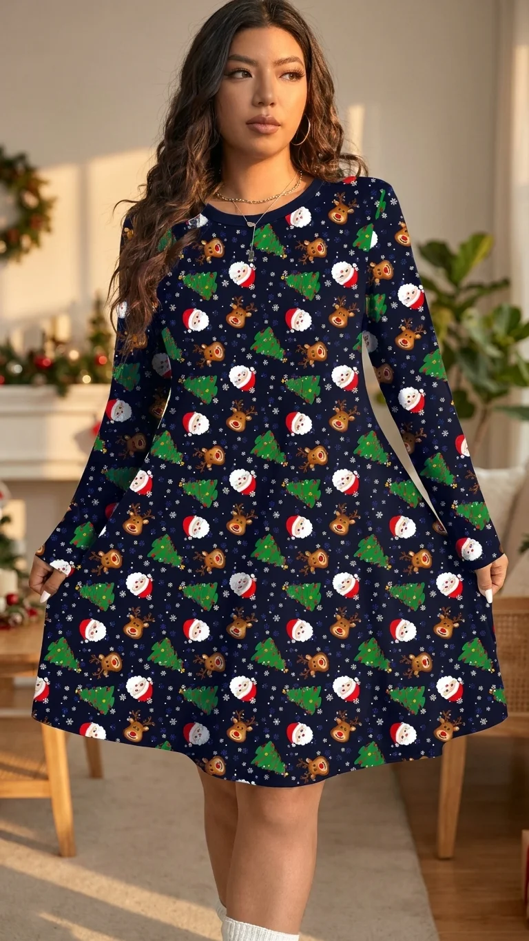 Santa Face Christmas Dress