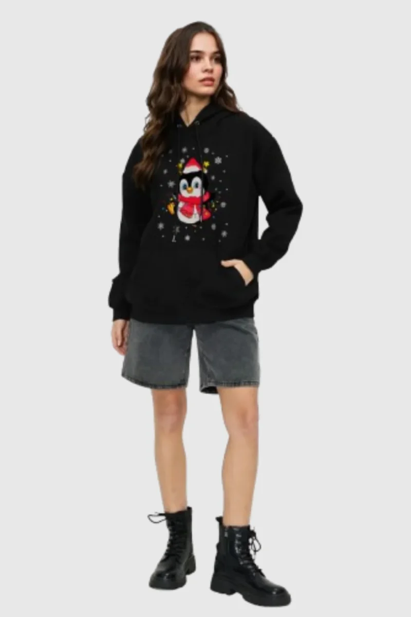 Penguin With Lights Christmas Hoodie