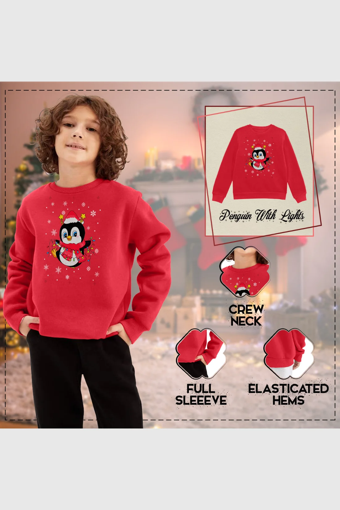 Kids Penguin Christmas Sweatshirt