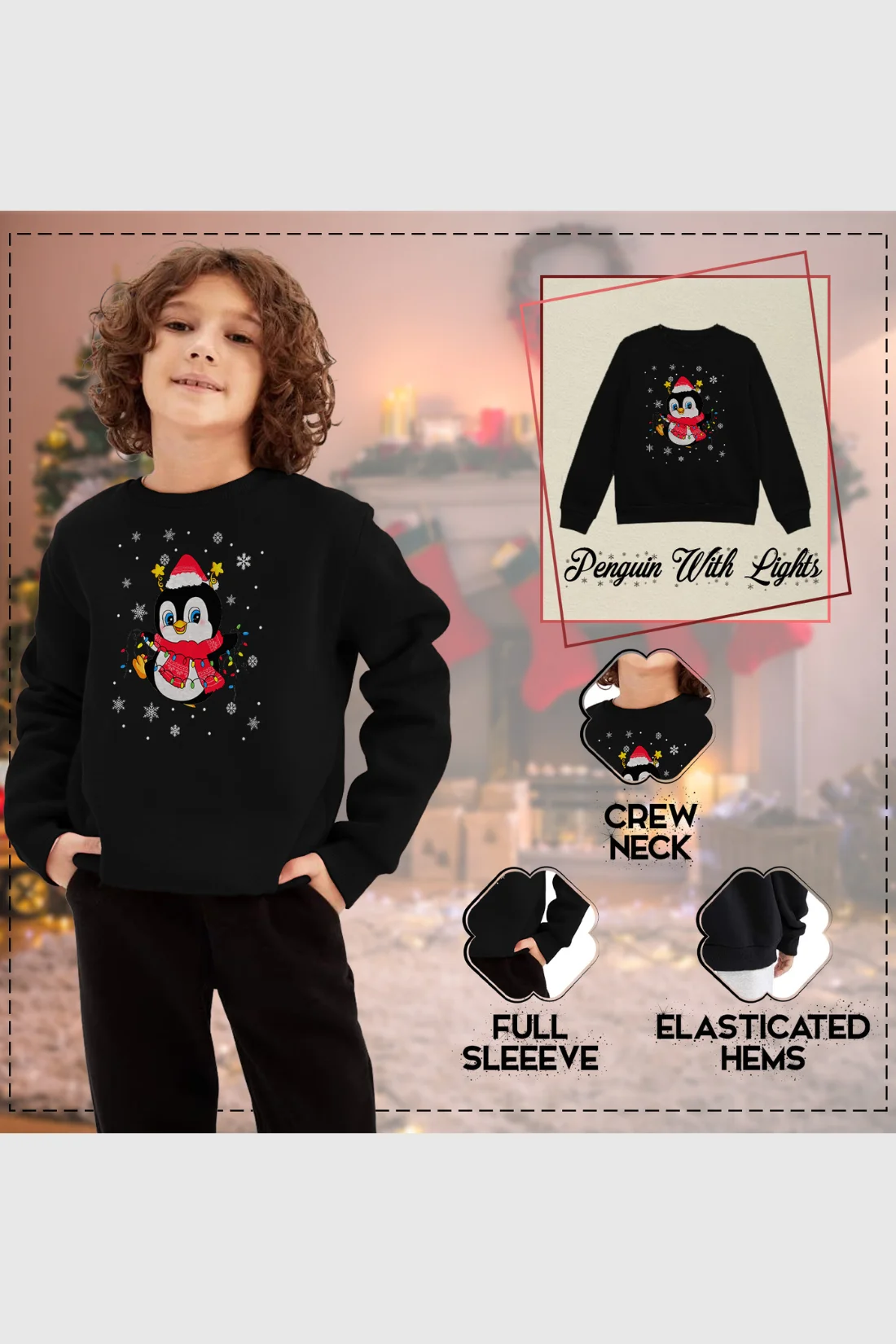 Kids Penguin Christmas Sweatshirt