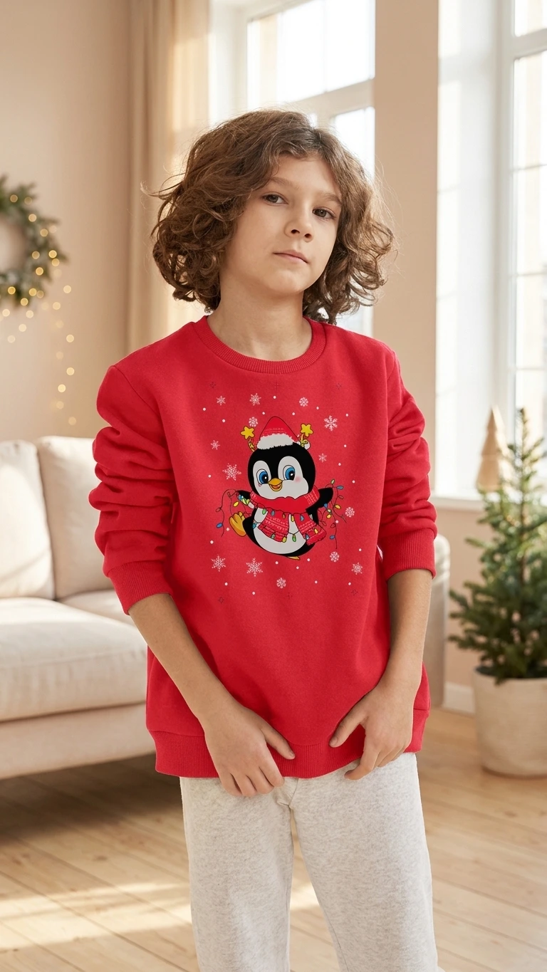 Kids Penguin Christmas Sweatshirt