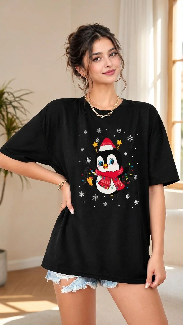 Penguin With Lights T-Shirt