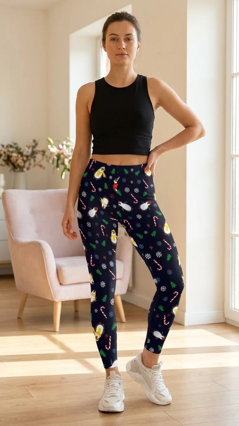 Penguin Scarf Christmas Leggings