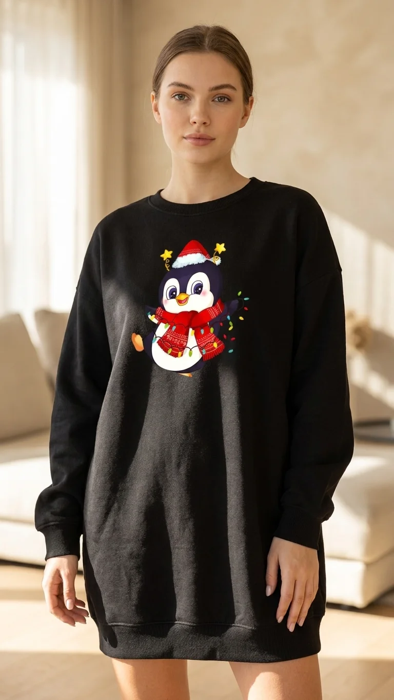Penguin With Lights Sweatshirt