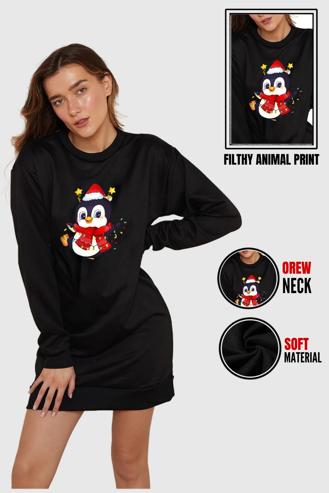 Penguin With Lights Sweatshirt