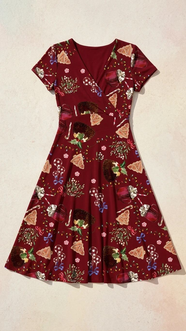 Xmas Gifts Vintage Midi Dress