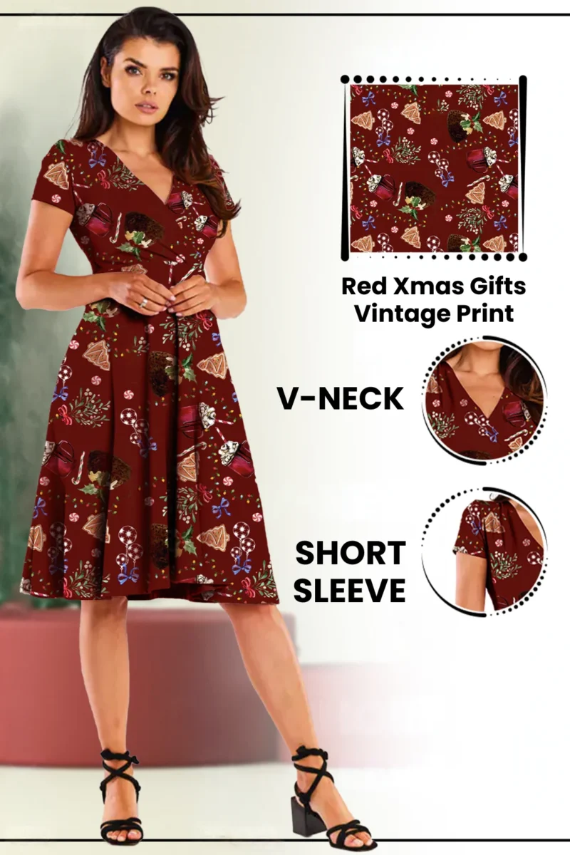 Xmas Gifts Vintage Midi Dress