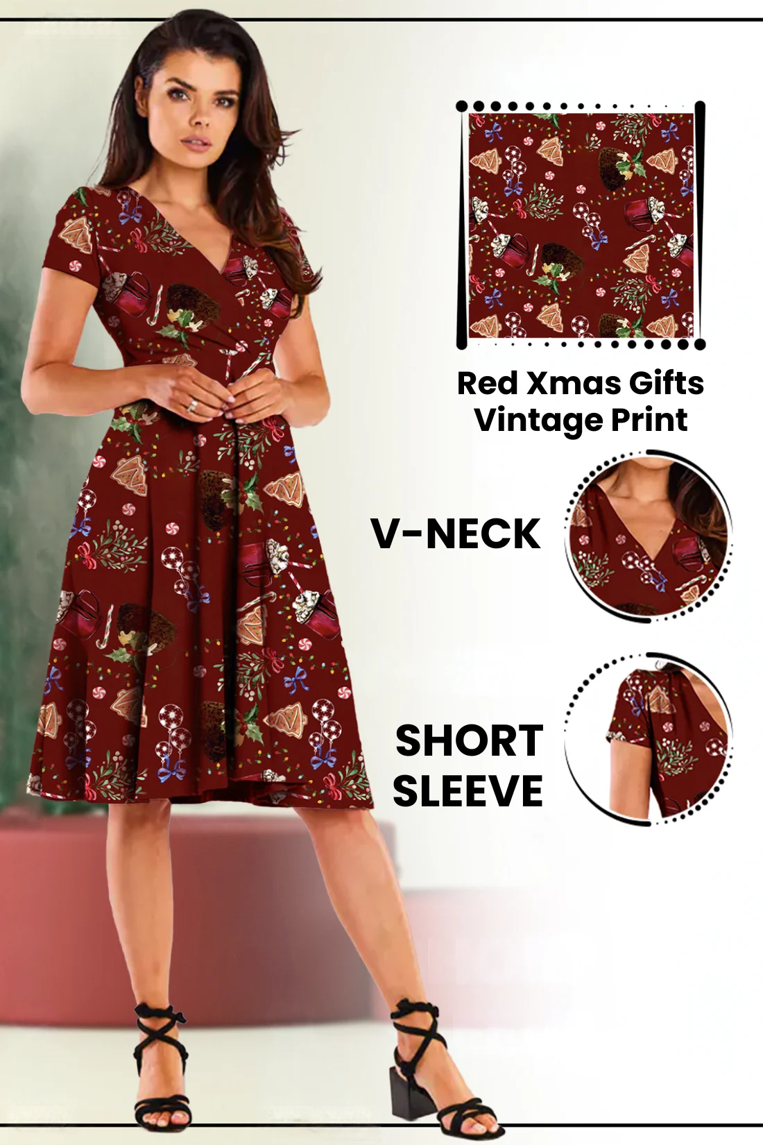 Xmas Gifts Vintage Midi Dress