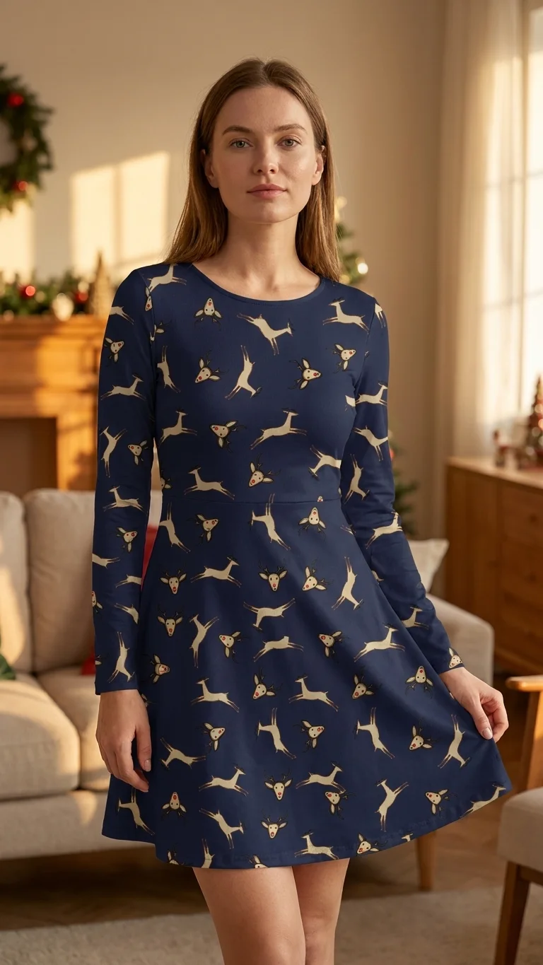 Seamless Deer Christmas Dress