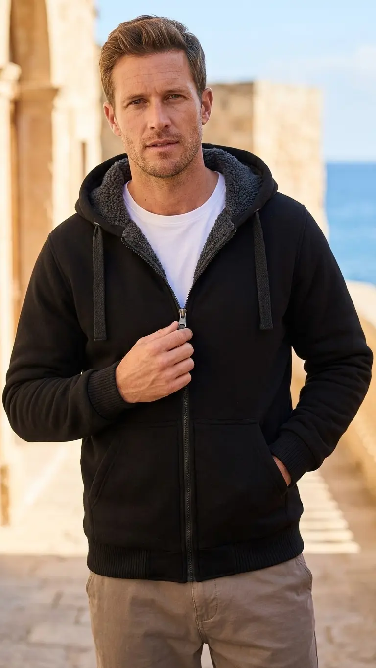 Men’s Sherpa Lined Fleece Hoodie