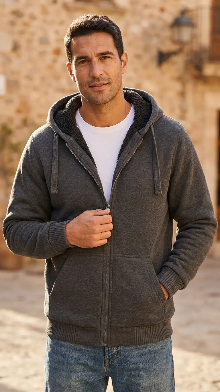Men’s Sherpa Lined Fleece Hoodie
