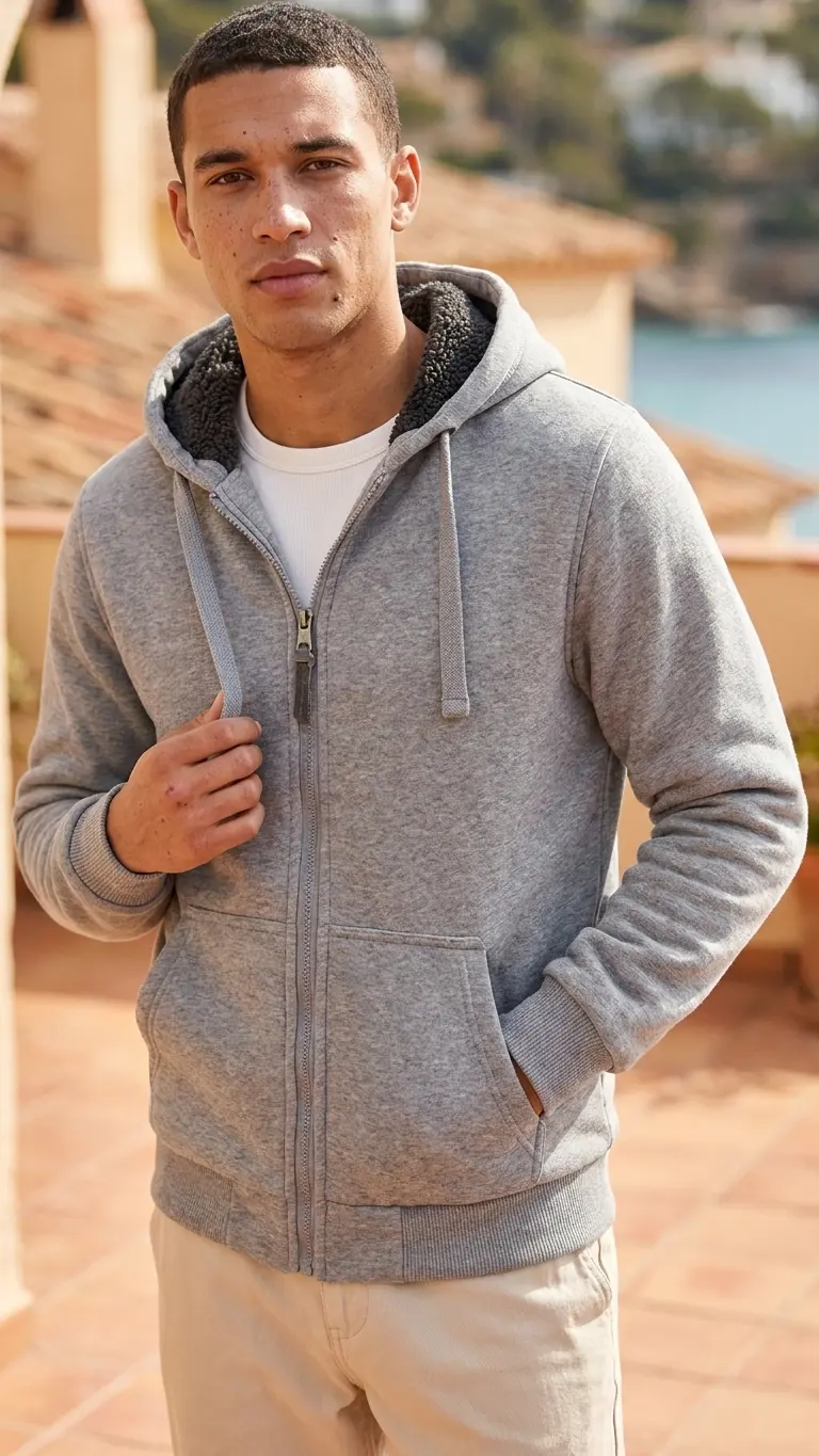 Men’s Sherpa Lined Fleece Hoodie