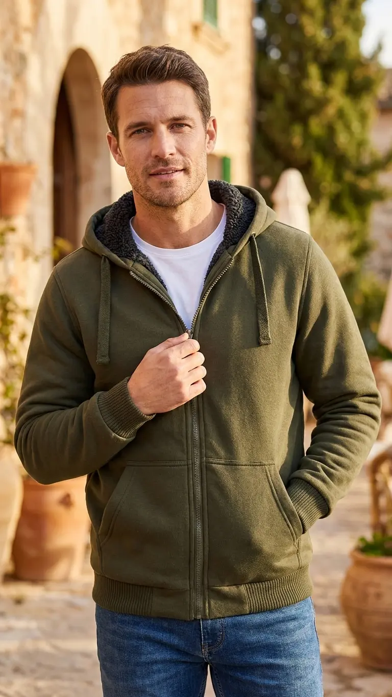 Men’s Sherpa Lined Fleece Hoodie