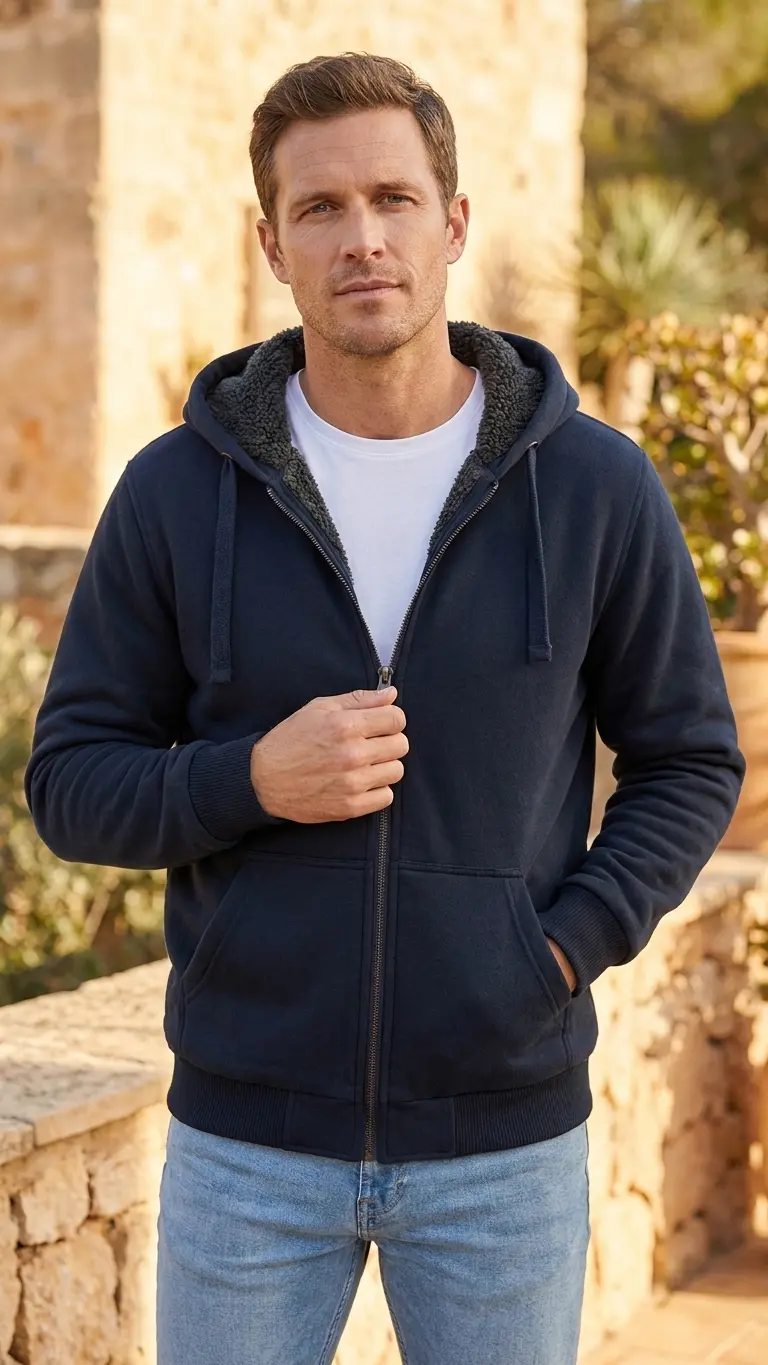 Men’s Sherpa Lined Fleece Hoodie