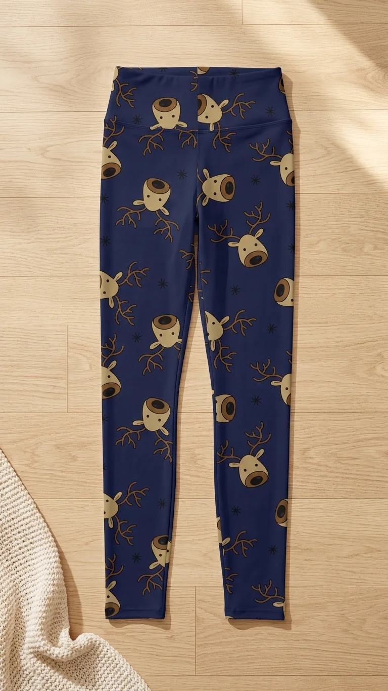 Reindeer Head Christmas Leggings