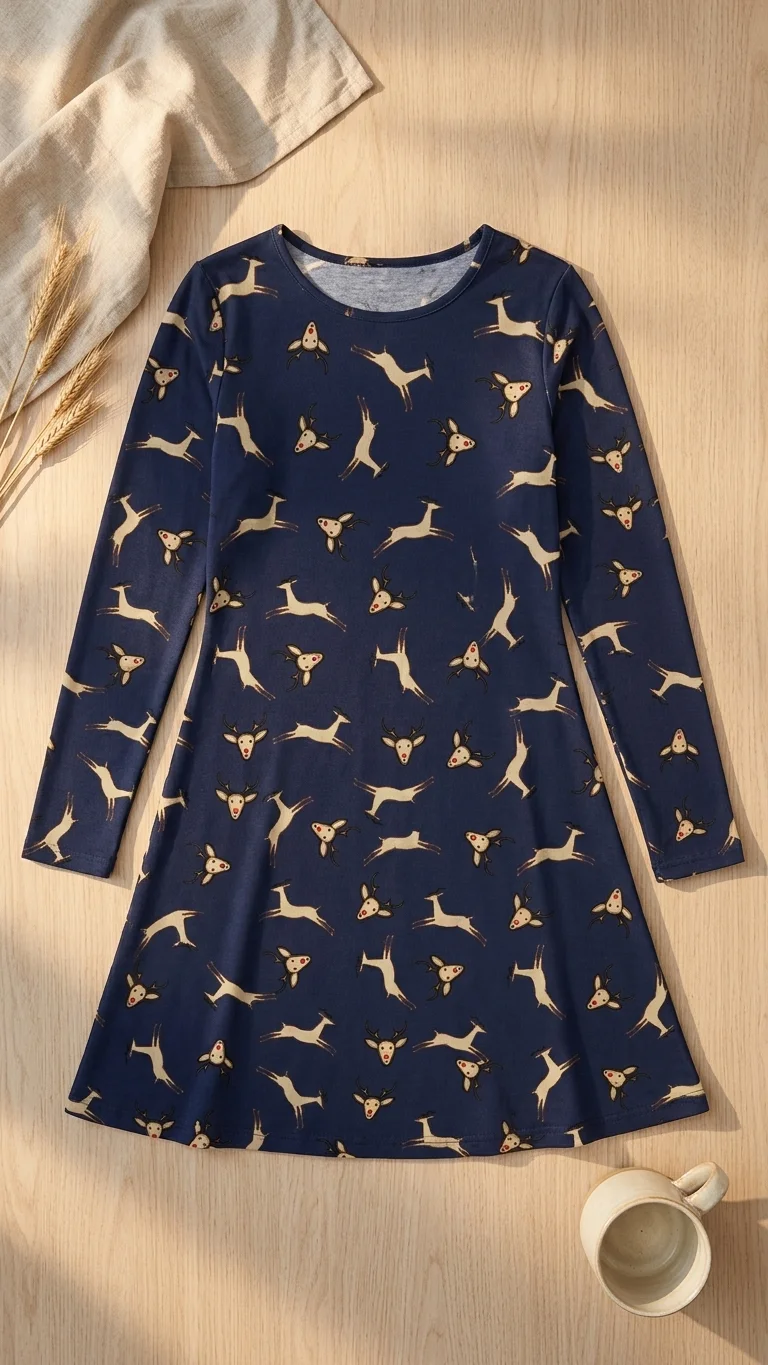 Seamless Deer Christmas Dress