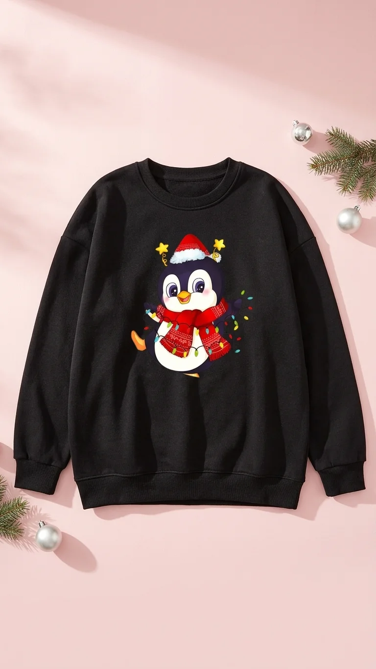 Penguin With Lights Sweatshirt