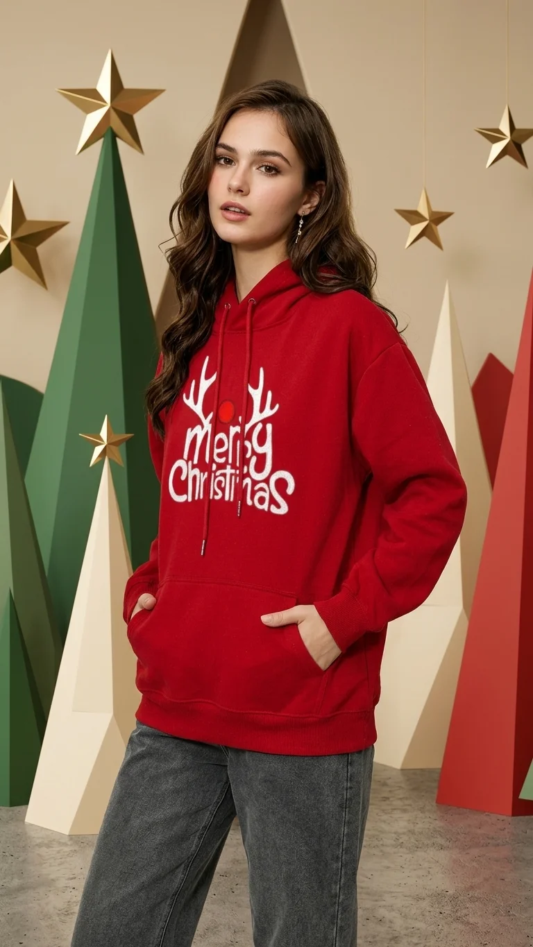 Merry Xmas Antler Hoodie