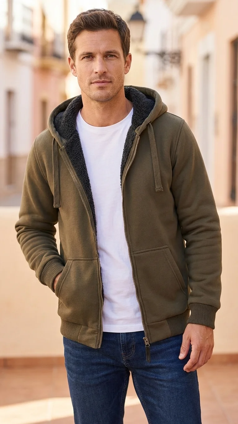 Men’s Sherpa Lined Fleece Hoodie
